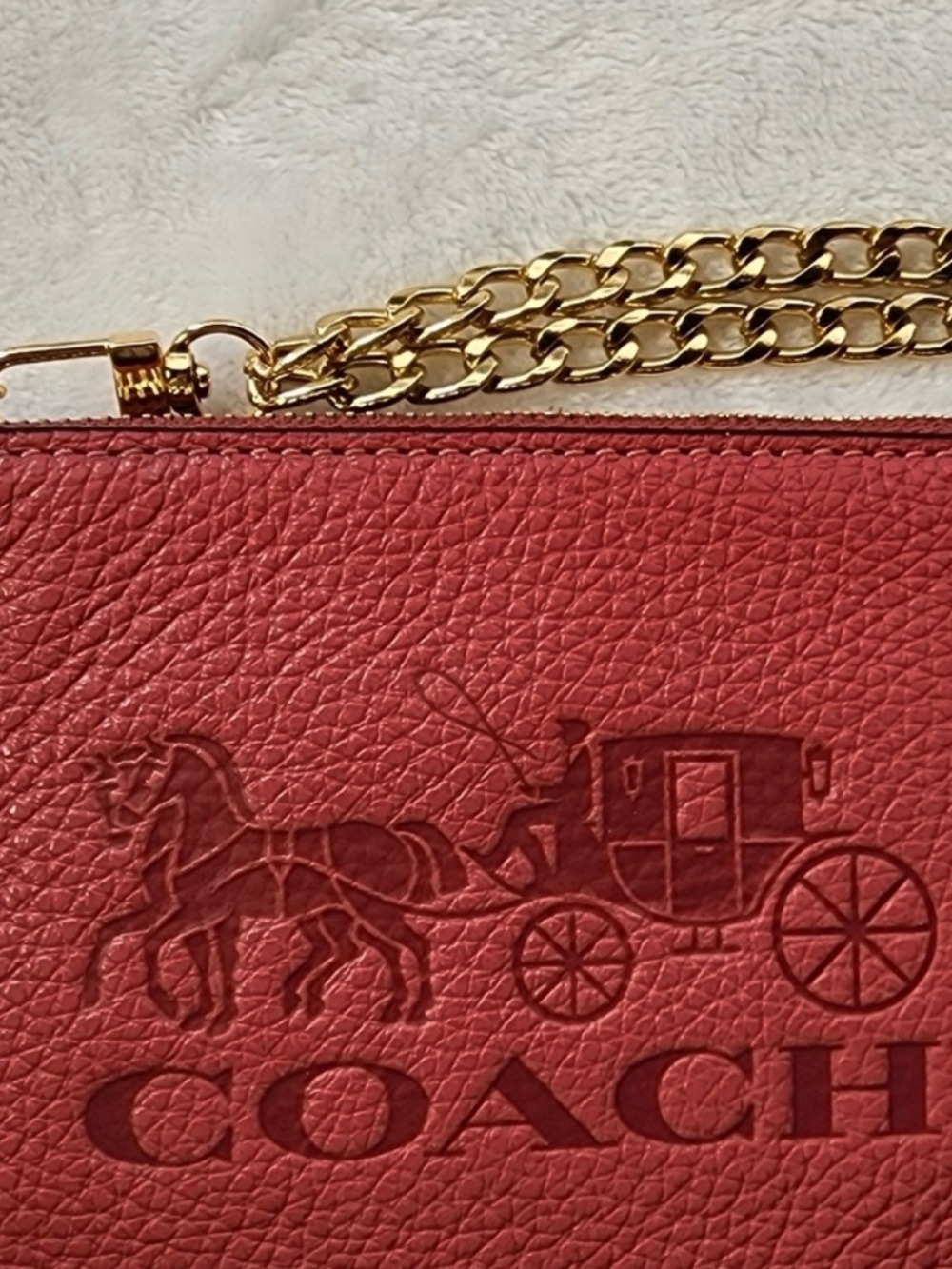 Coach Pink "Strawberry Haze" Pebbled Leather Wristlet Clutch - Picture 2 of 8